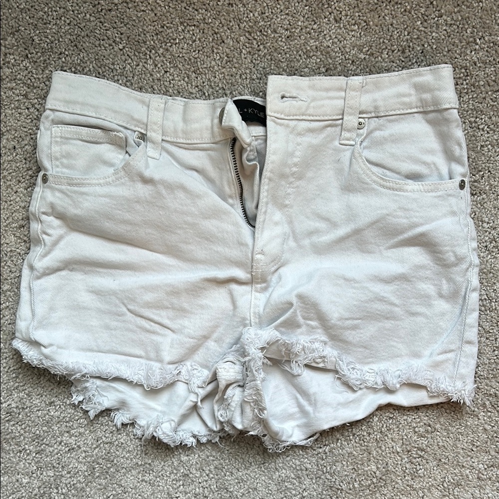 Kendall & Kylie White Jean Shorts Frayed Hem